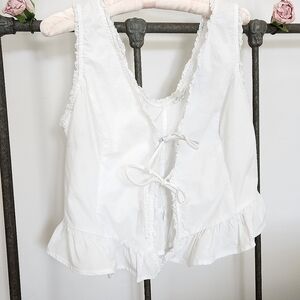 White Ruffled Sleeveless Corset Top